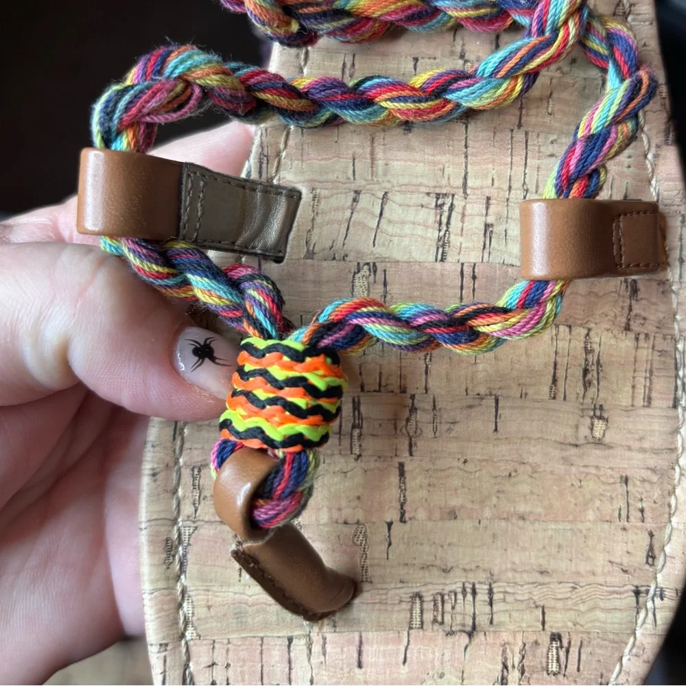 Circus by Sam Edelman Beth Sandals Colorful Braided Cork Size 7.5 Boho Summer